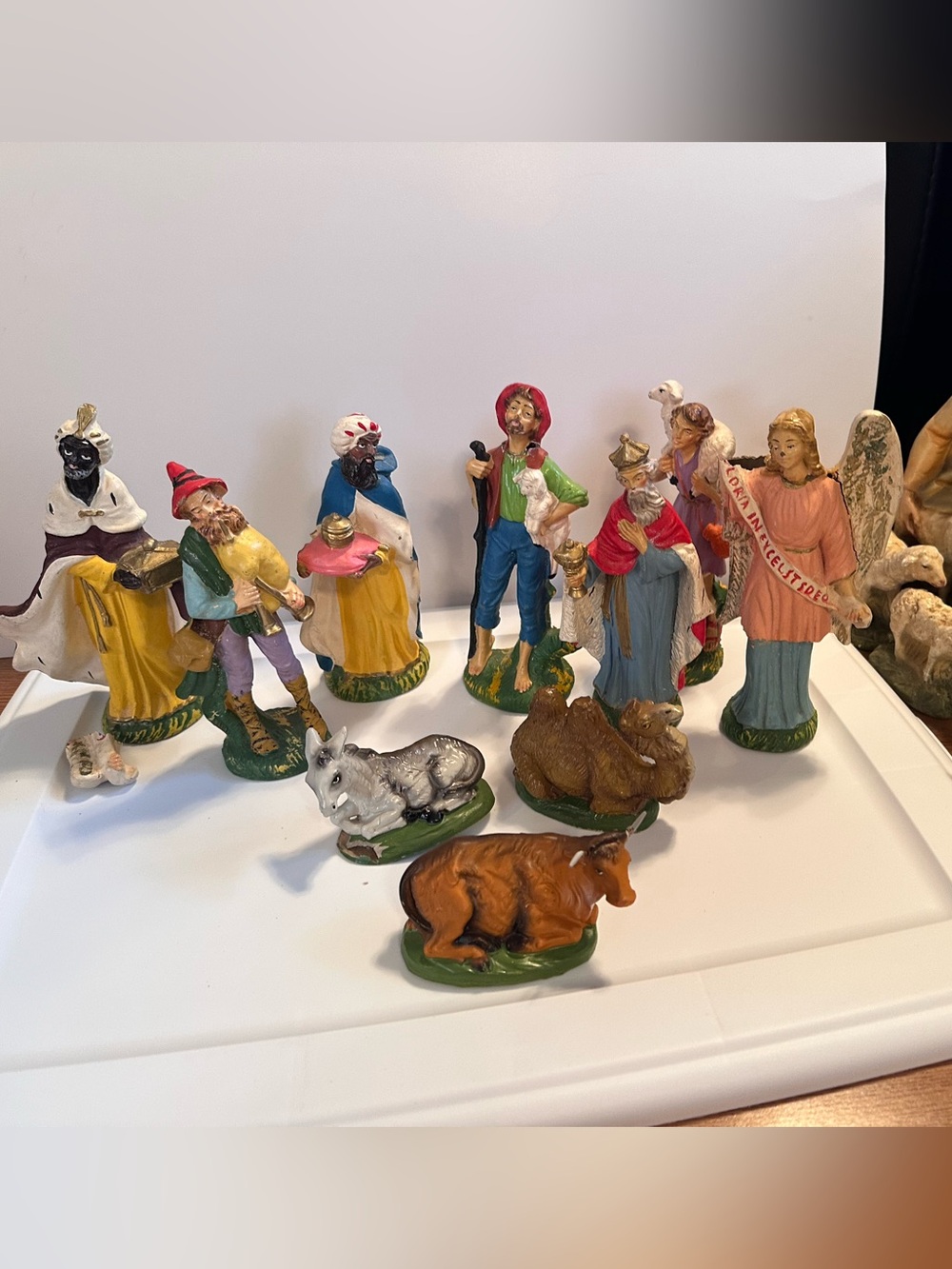 Vintage Italian Hand-Painted Nativity Figurine Set